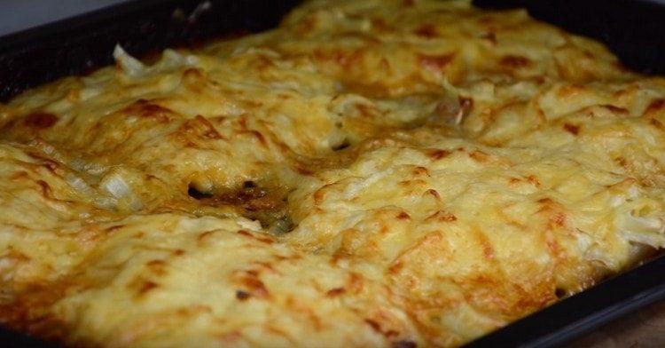 Bake meat in the oven.