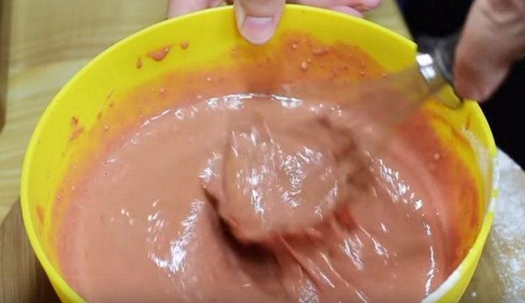 Mix the liver dough.