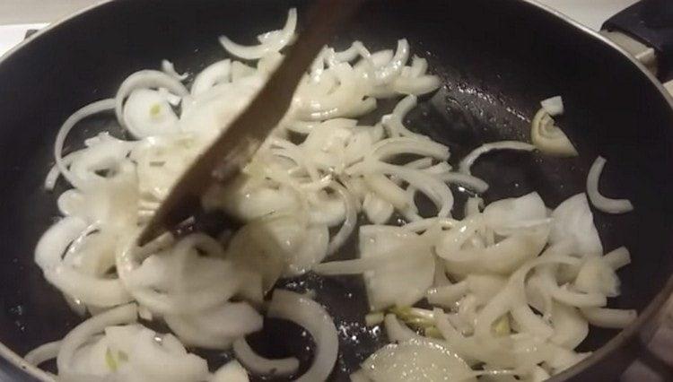 Saute the onion until golden brown