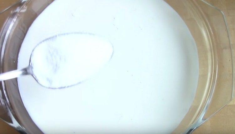 Add salt and sugar to milk.