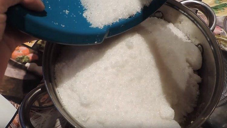 Add sugar to the gooseberries.