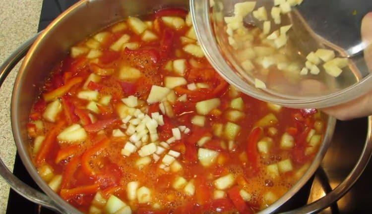 Add garlic to the pan.