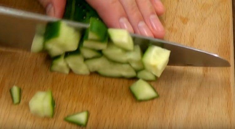 dice a fresh cucumber.
