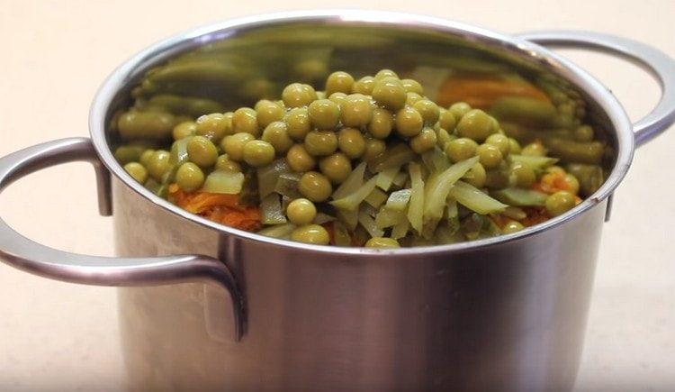 Add peas to the salad.