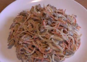 We prepare a spicy salad with liver and carrots according to a step-by-step recipe with a photo.