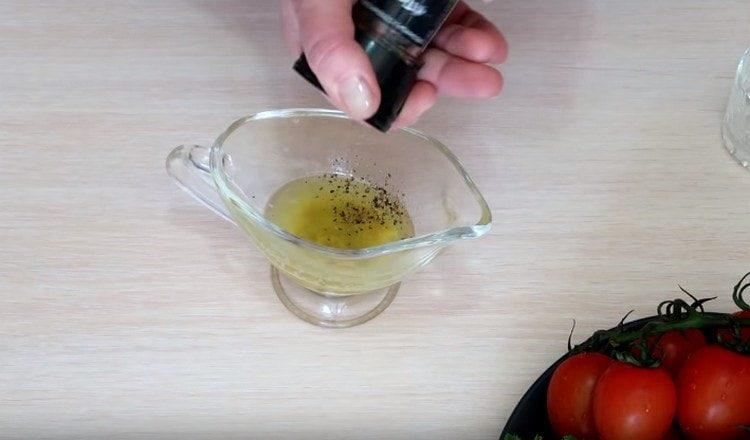 Add salt, pepper to the dressing.
