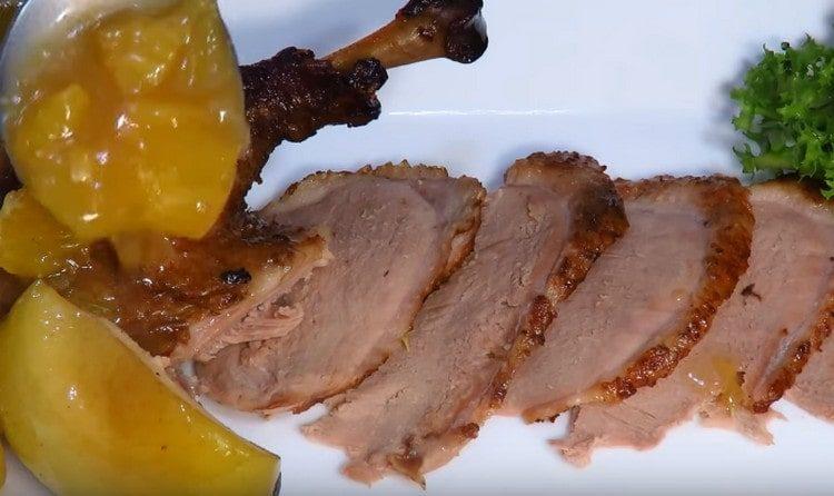 Serve duck with orange sauce.