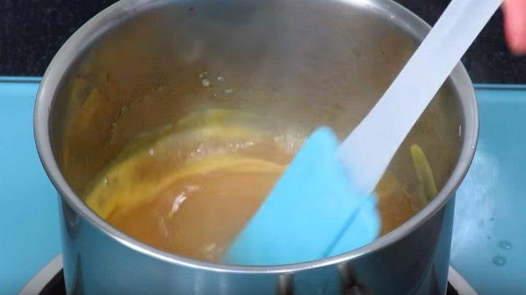 Due to starch, the sauce became thicker.