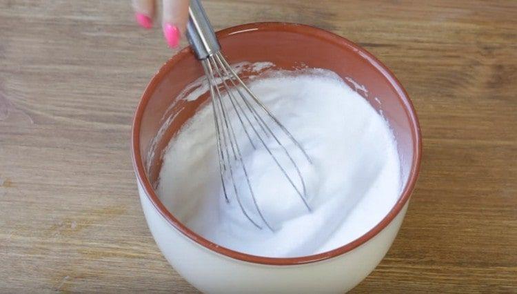 Beat the chilled proteins until foam.