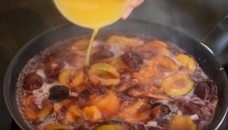 Add the orange juice.