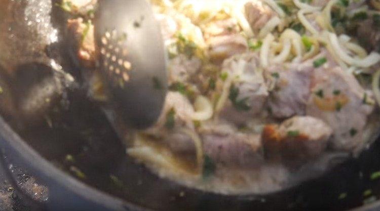 A lot of juice was formed in the cauldron.