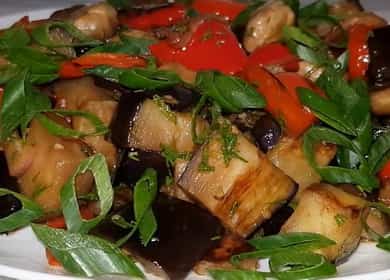 Delicate eggplant salad with mushrooms 