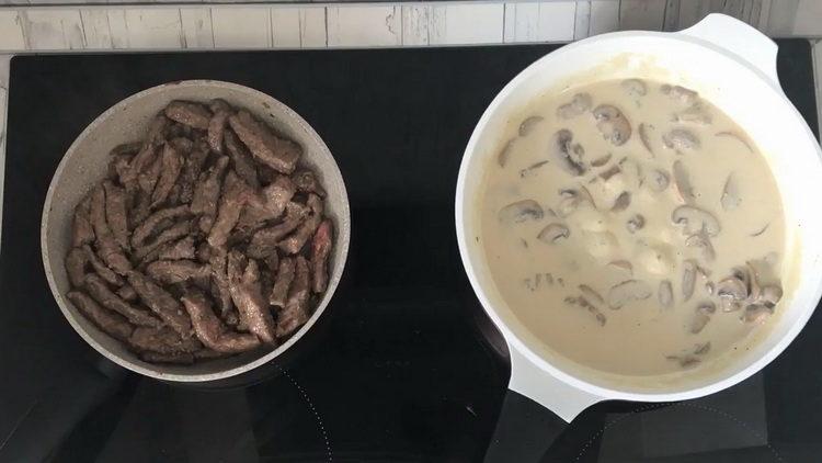 To cook, fry the meat