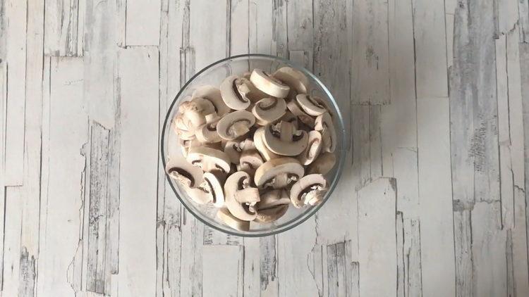 For cooking, chop mushrooms