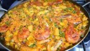 Spanish paella with seafood