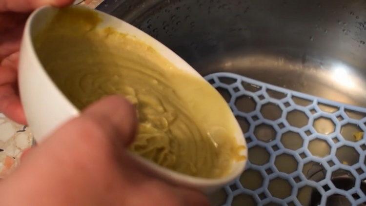 To prepare the sauce, drain the water