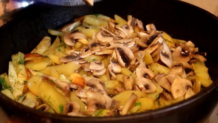 Mix the ingredients to cook.