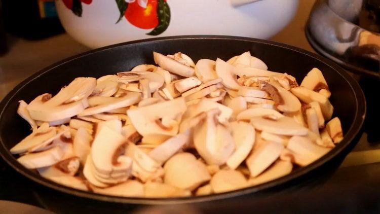 For cooking, chop mushrooms