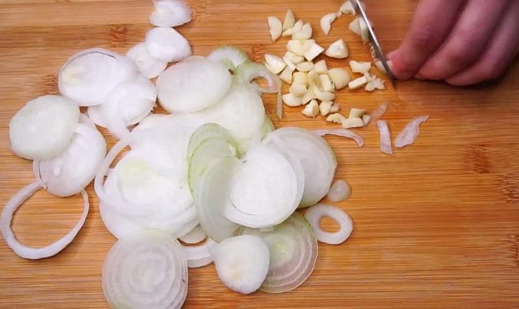 chop onion and garlic