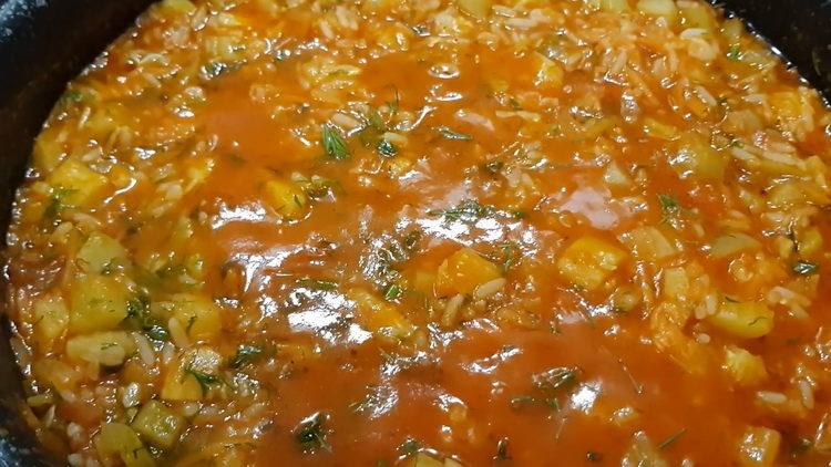 Unreal tasty zucchini stew with rice