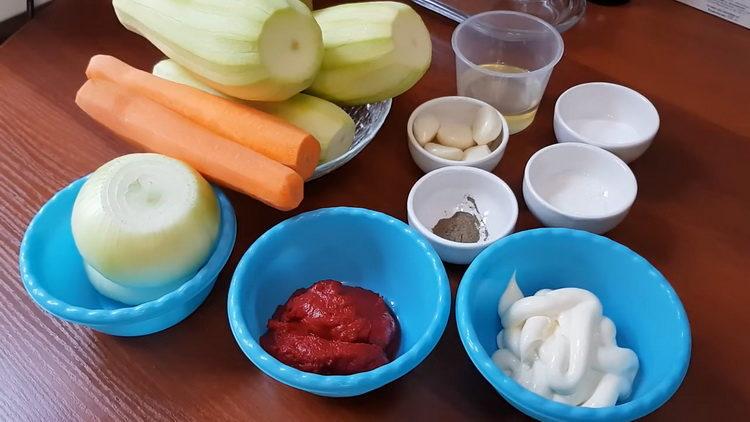 Cooking squash caviar with carrots and mayonnaise