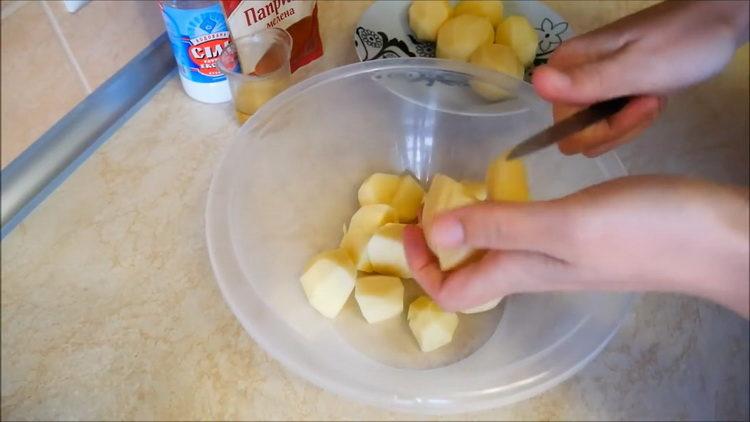 For cooking, chop potatoes