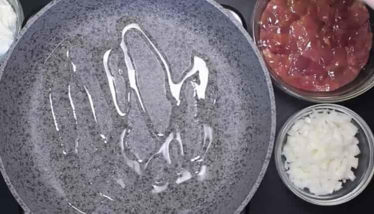 Heat the pan to cook