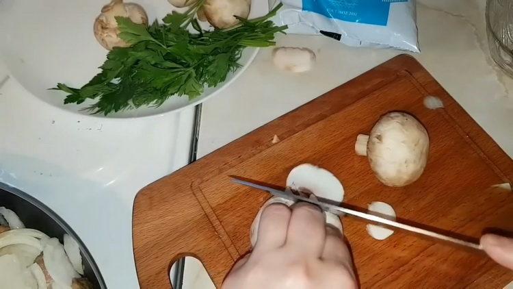 For cooking, chop mushrooms