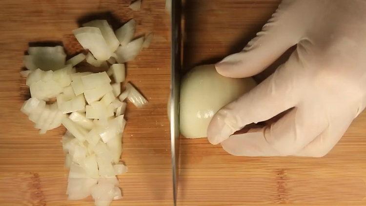 To cook, chop onion