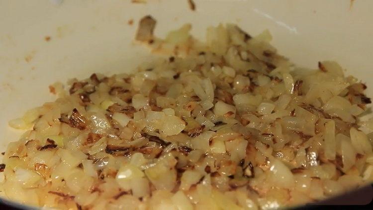 Toast, fry the onions