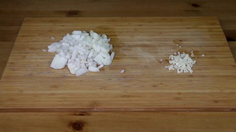 To cook, chop onion