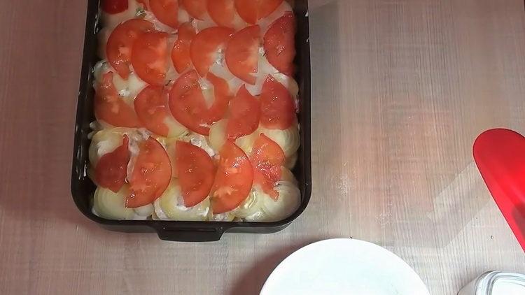Lay out the ingredients to prepare the food.