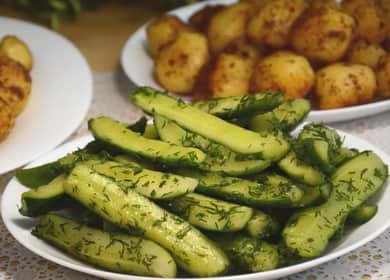 Quick Salted Garlic Cucumbers 🥒