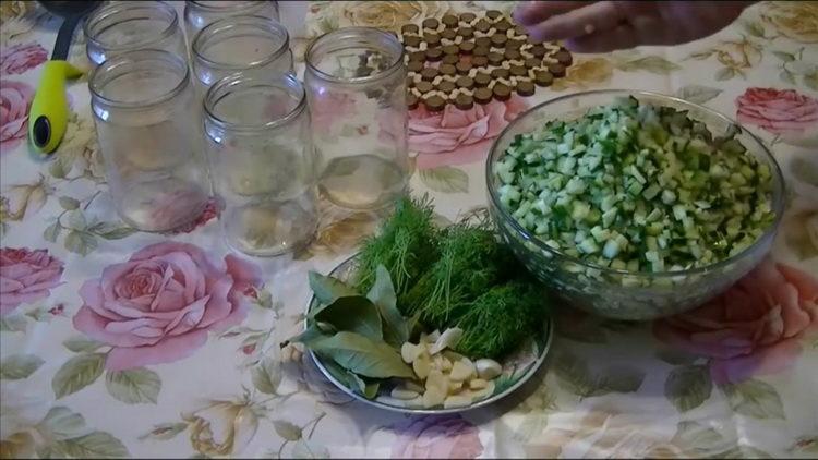Chop cucumbers for cooking