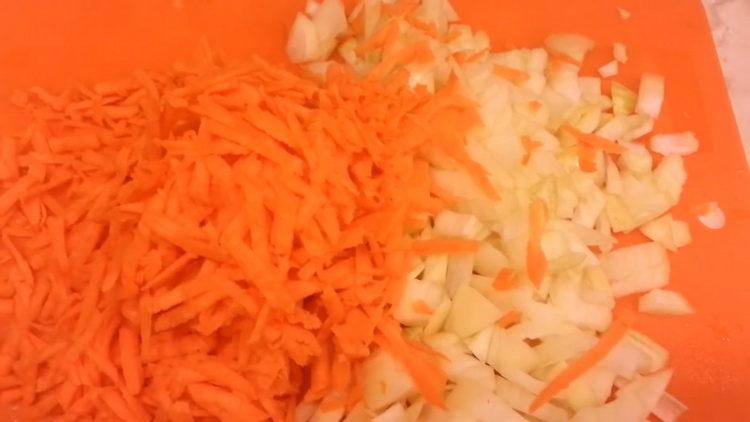 For cooking, chop onions and carrots