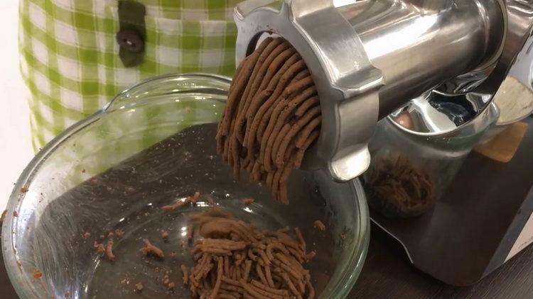 Grind the butter to cook