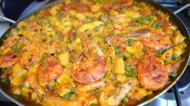 Spanish paella with seafood