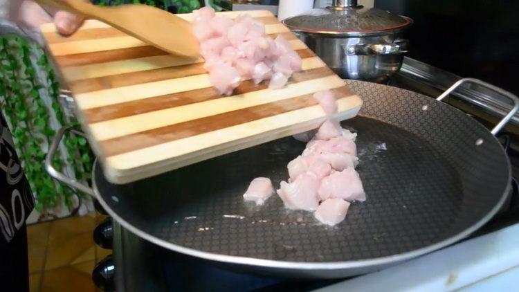 For cooking, chop chicken