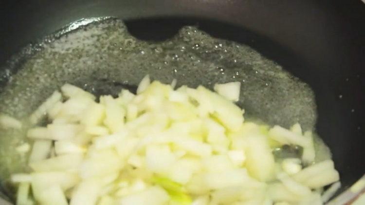 Toast, fry the onions