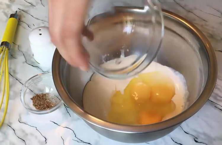 mix eggs and sour cream