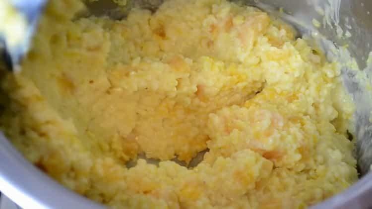 millet porridge with pumpkin in milk is ready