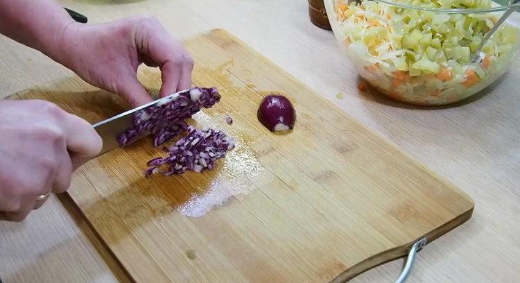 To make a salad, chop onion