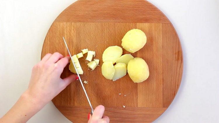 For cooking, chop potatoes