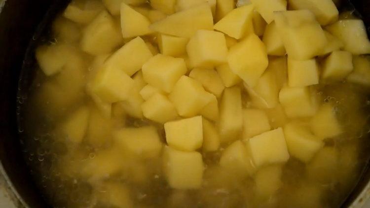 For cooking, chop potatoes