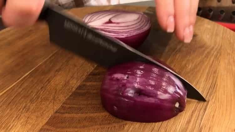 To cook, chop onion