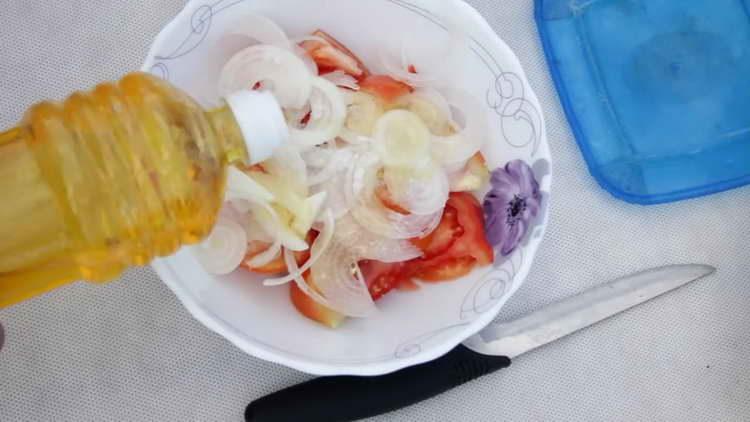 season salad with oil and spices