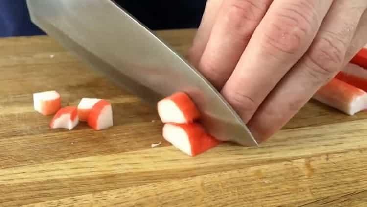 Cooking Salad with Crab Sticks