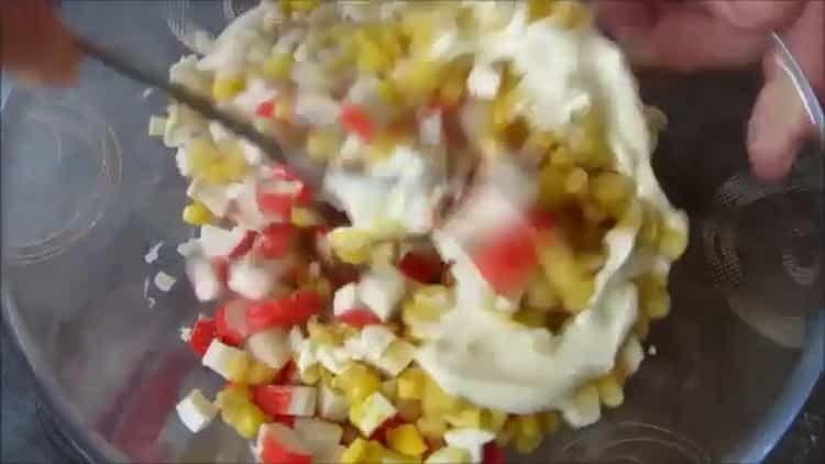 Add mayonnaise to make a salad