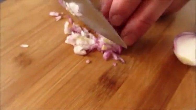 To make a salad, chop onion