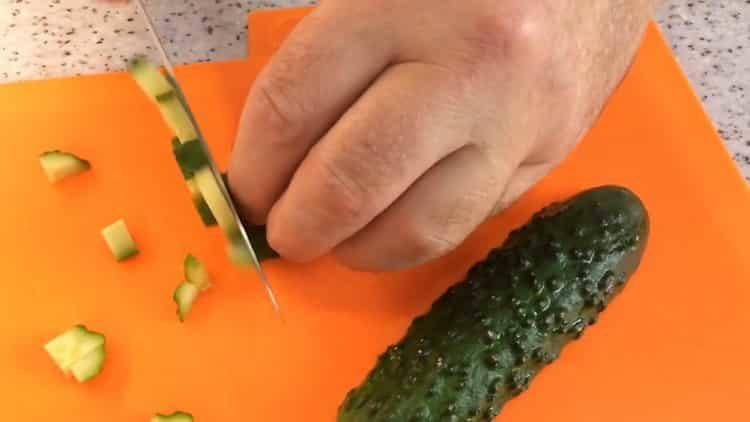 chop cucumbers